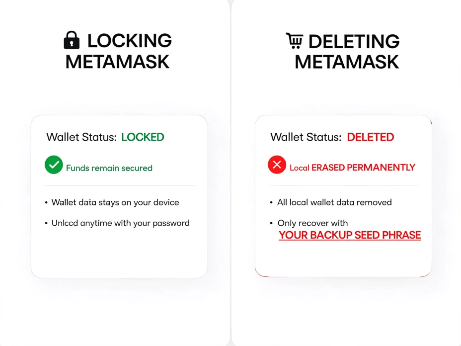 Как заблокировать MetaMask и выйти.