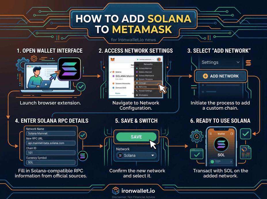 Безопасность при добавлении сети Solana в криптокошелек Метамаск.