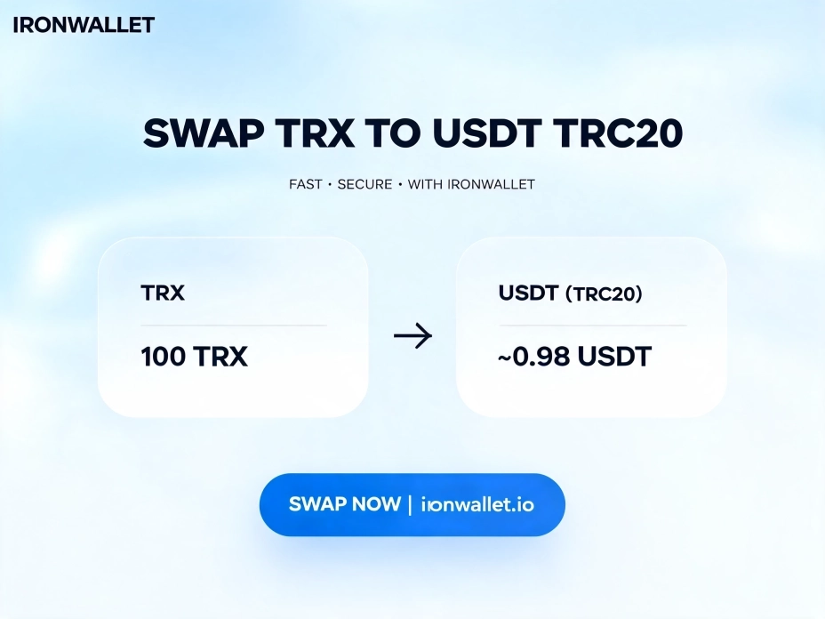 Быстрый и безопасный обмен TRX на USDT TRC20 с IronWallet.