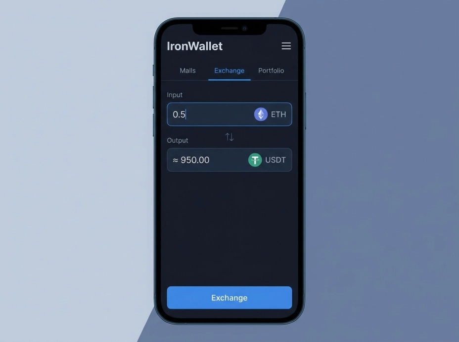 Как обменять ETH на USDT в IronWallet пошагово.
