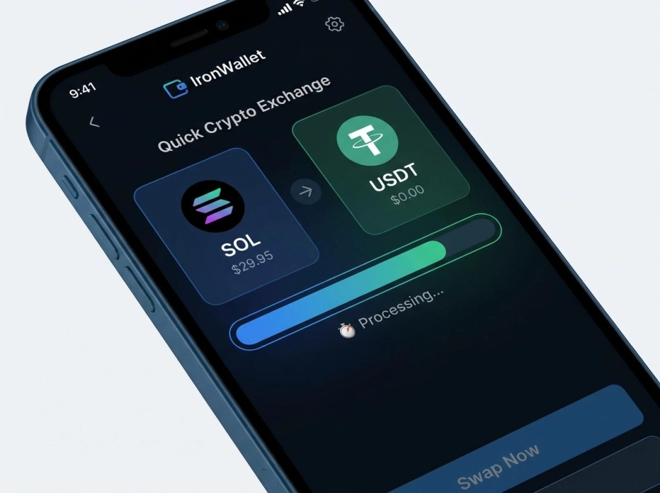 Как обменять SOL на USDT в IronWallet по шагам.