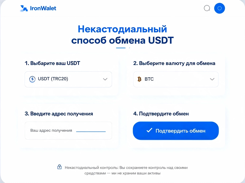 Частые вопросы перед обменом USDT в IronWallet.