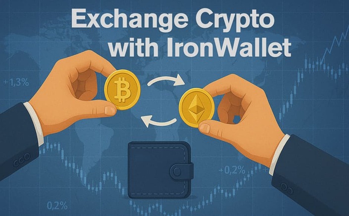 Seamless swaps with IronWallet: Exchange crypto without KYC in IronWallet APP.